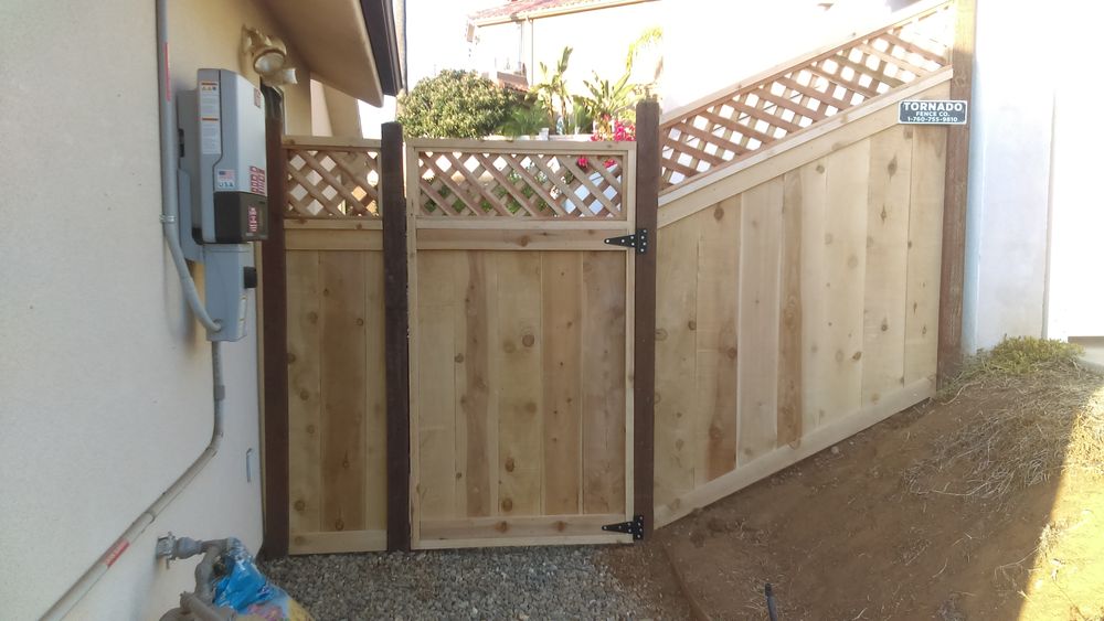 Picture frame wood fence with lattice